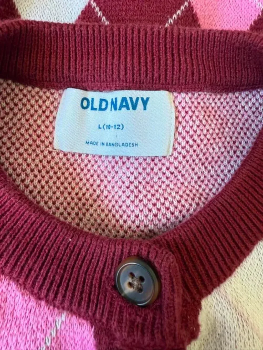Old Navy Girls Argyle Cardigan & Skirt 2-Piece Set Size L 10–12